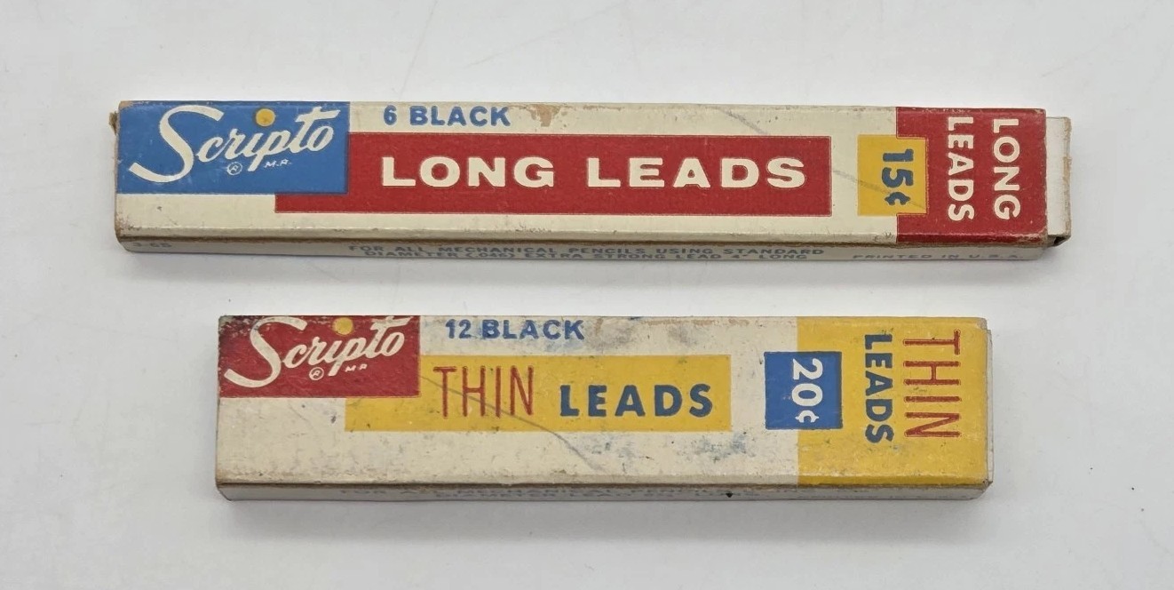 SCRIPTO Mechanical Pencil Long Leads & Thin Leads Refills USA VTG