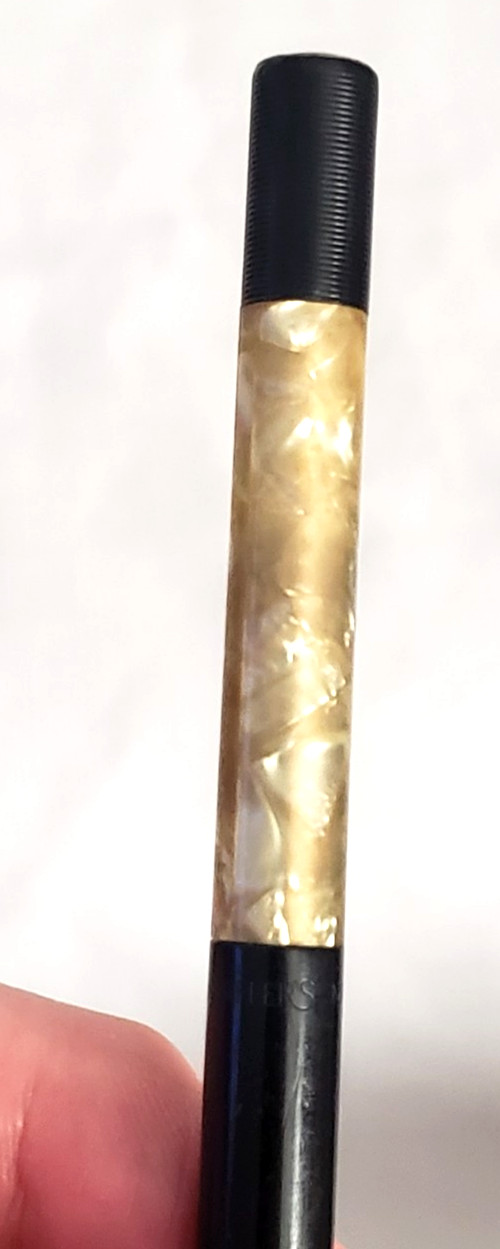 1930s Sheaffer Balance Mechanical Pencil Black & Pearl Celluloid, Separated View