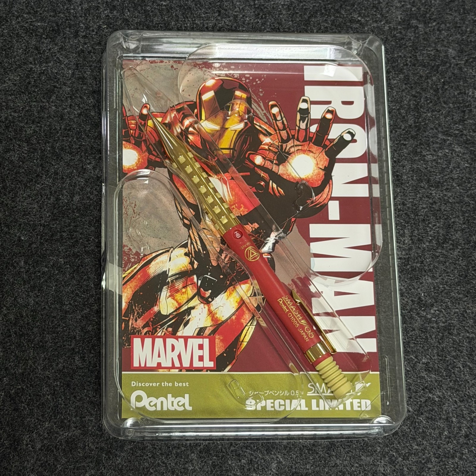 Pentel Smash x Marvel Iron Man Limited Q1005-IRO 0.5mm Drafting Pencil – Sealed