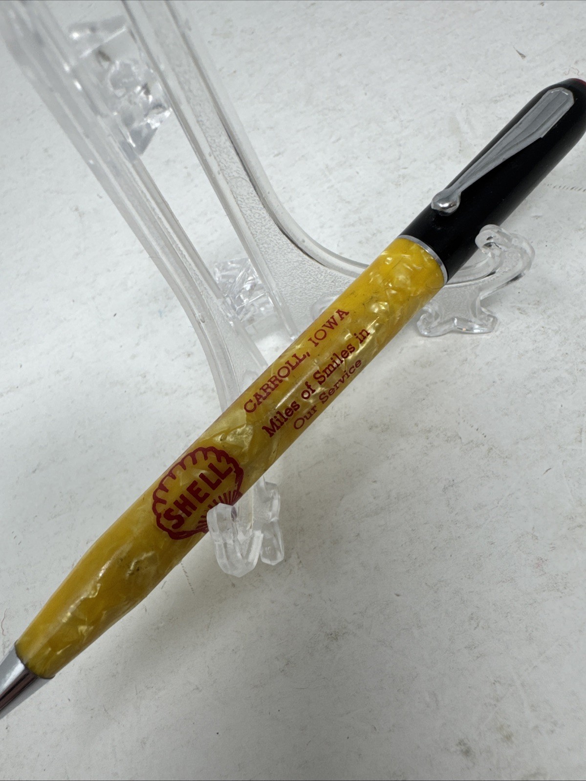 Vintage Marbled Mechanical Pencil Shell Oil Service Station Carroll Iowa