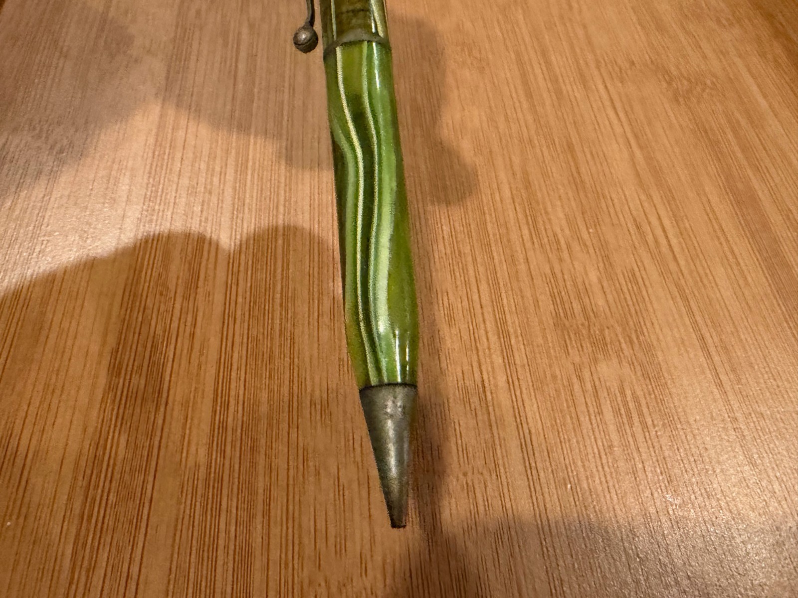 Vintage Green Striated Plastic or Celluloid Mechanical Pencil