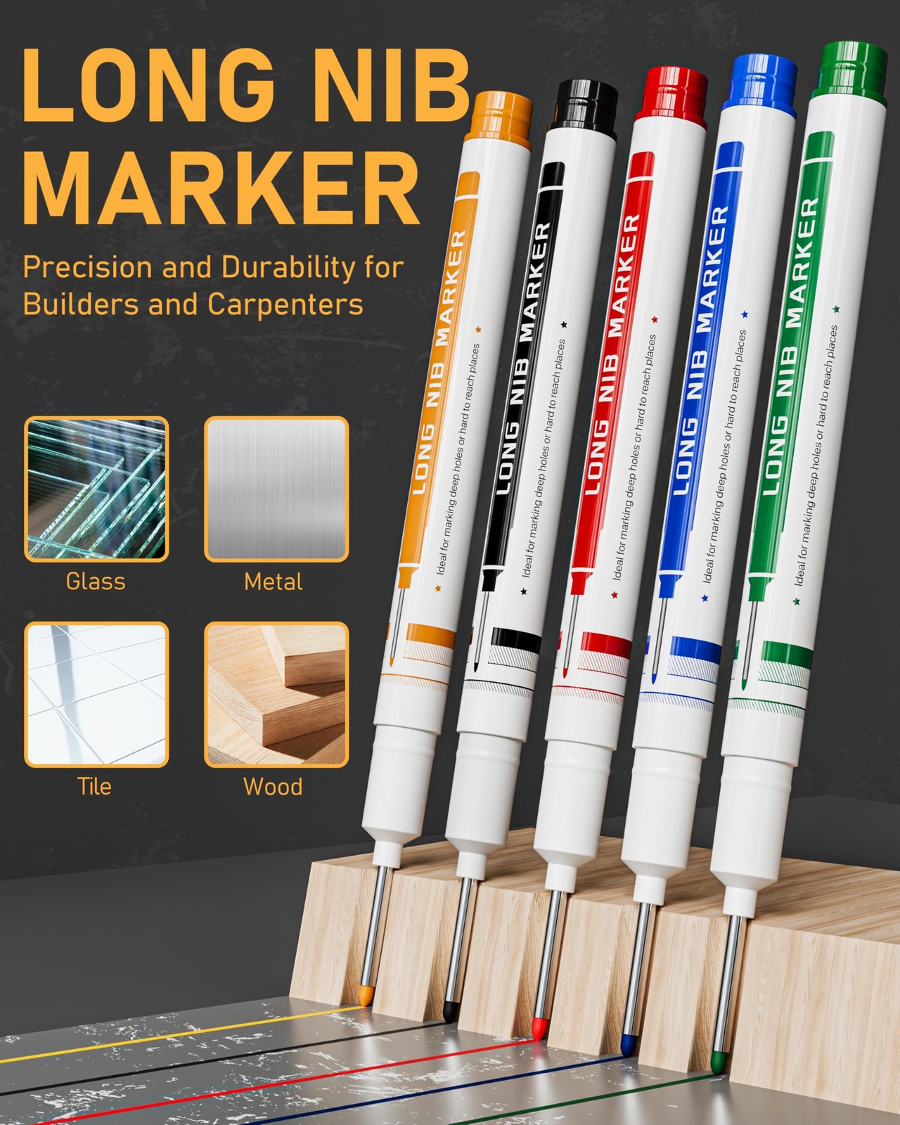 Mechanical Carpenter Pencils Set with Sharpener Scribe Tool Case 49 PCS Kit