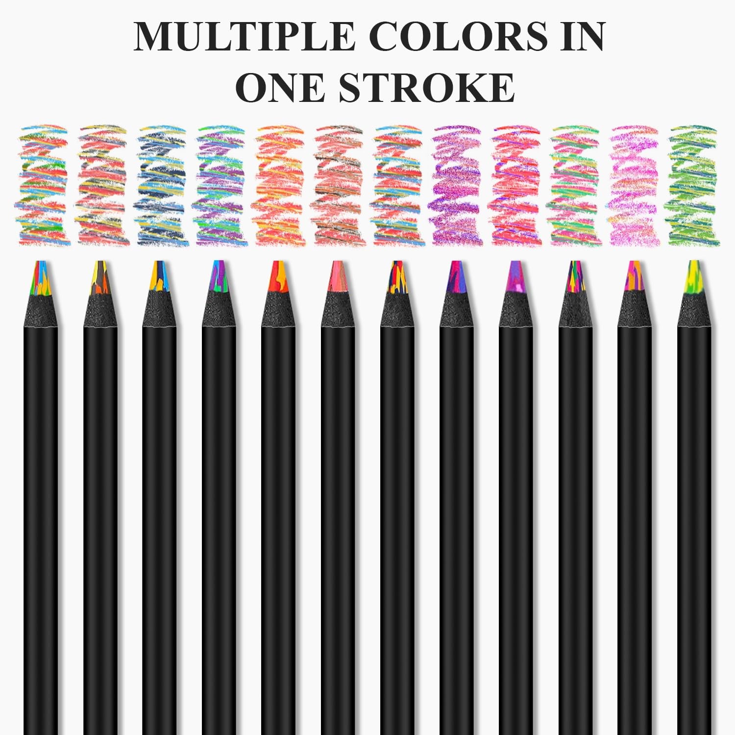Rentuwa Art Supplies,12-Color Rainbow Colored 1 Count (Pack of 12), Black