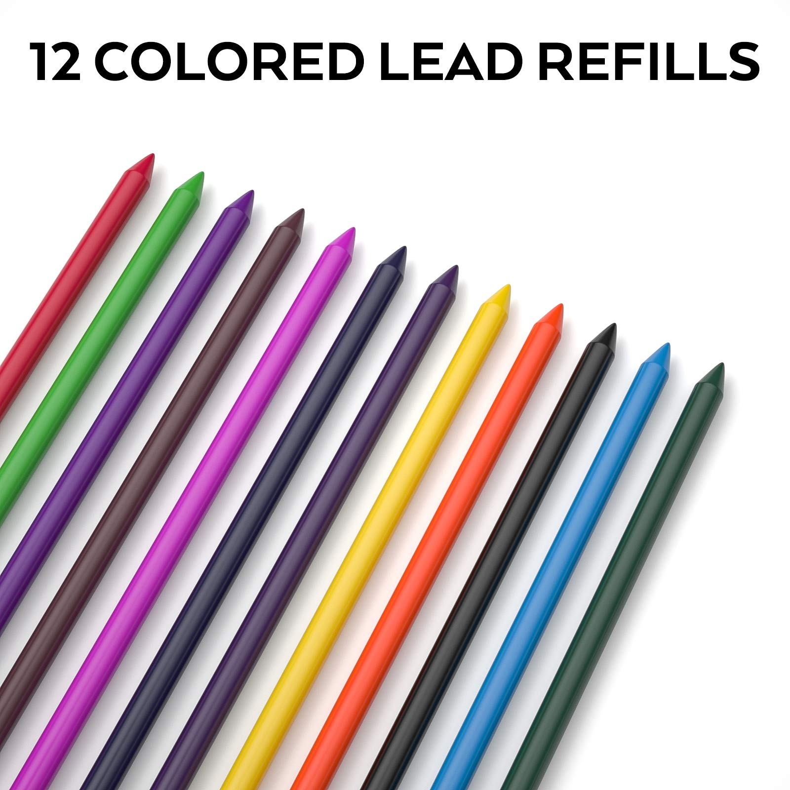 Nicpro 11 Pieces Colors 2mm Mechanical Pencil Set, 3 PCS Black &
