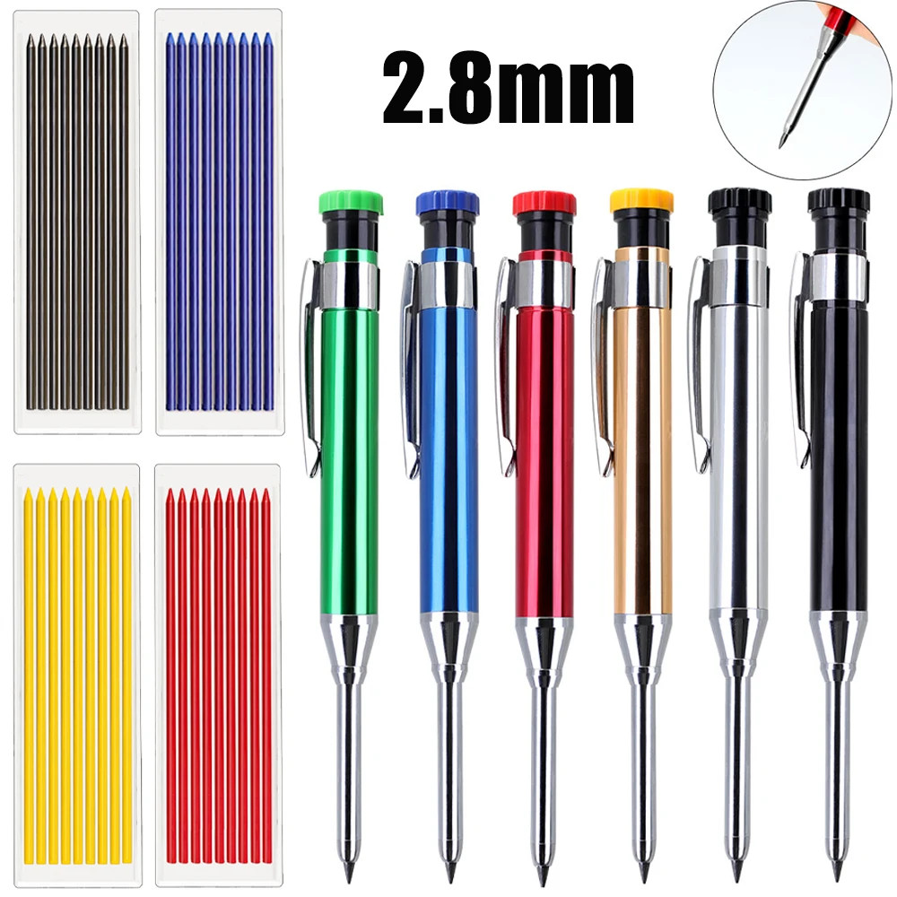 6Colors 2.8Mm Metal Solid Carpenter Mechanical Pencil with Sharpener 2B Lead Cor