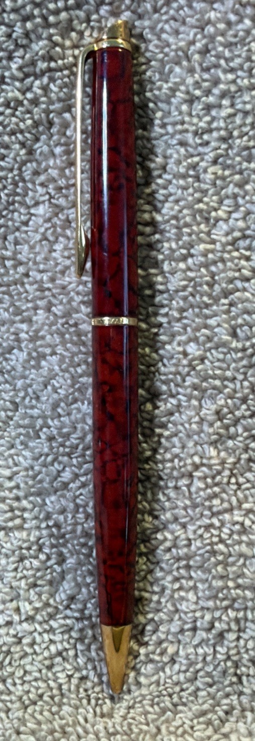 Waterman Mechanical Pencil- Push Top- Red Marble and Gold Trim