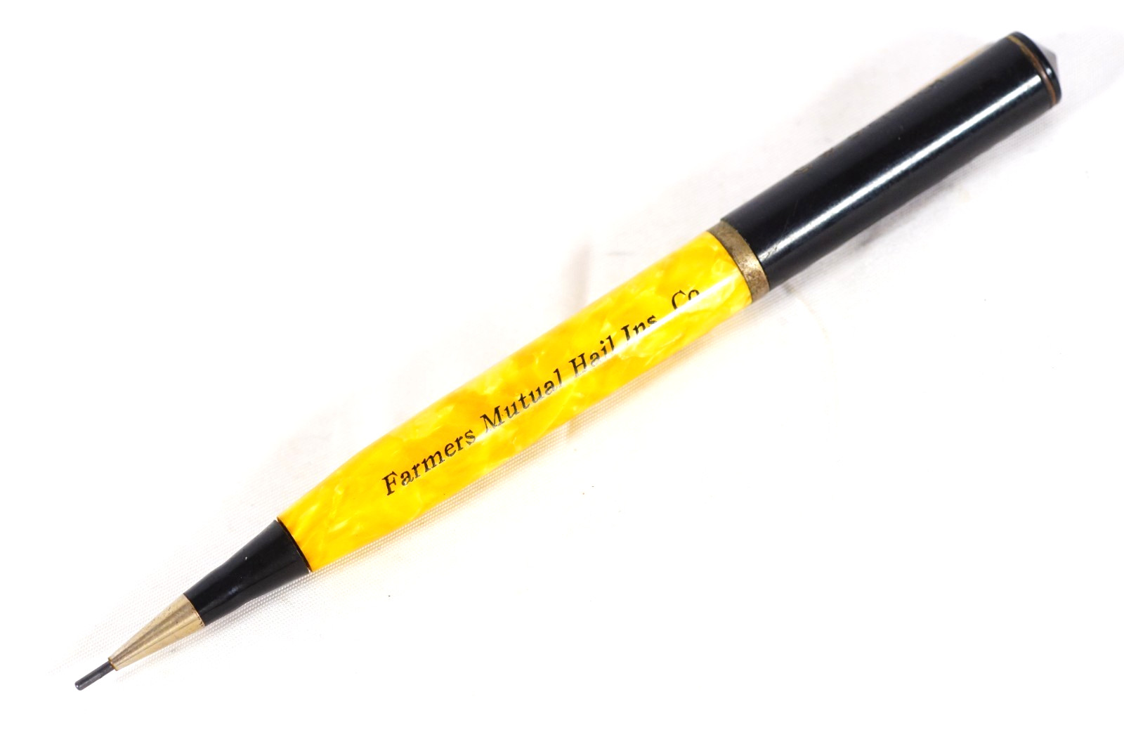 Farmers Mutual Hail Insurance CW Dietrich Celluloid Mechanical Pencil