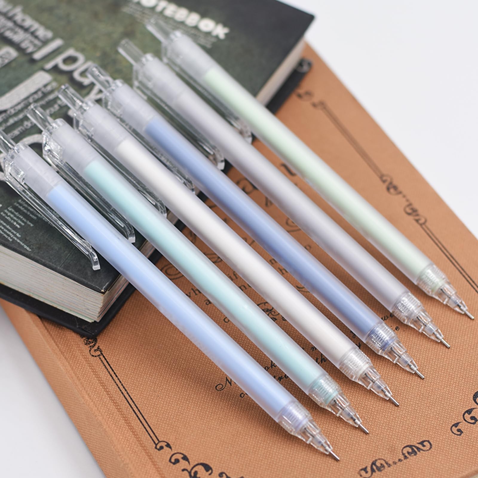 12 PCS 0.7mm Cute Pastel Mechanical Pencil Set with 1 Erasers 1 Tube HB Lead