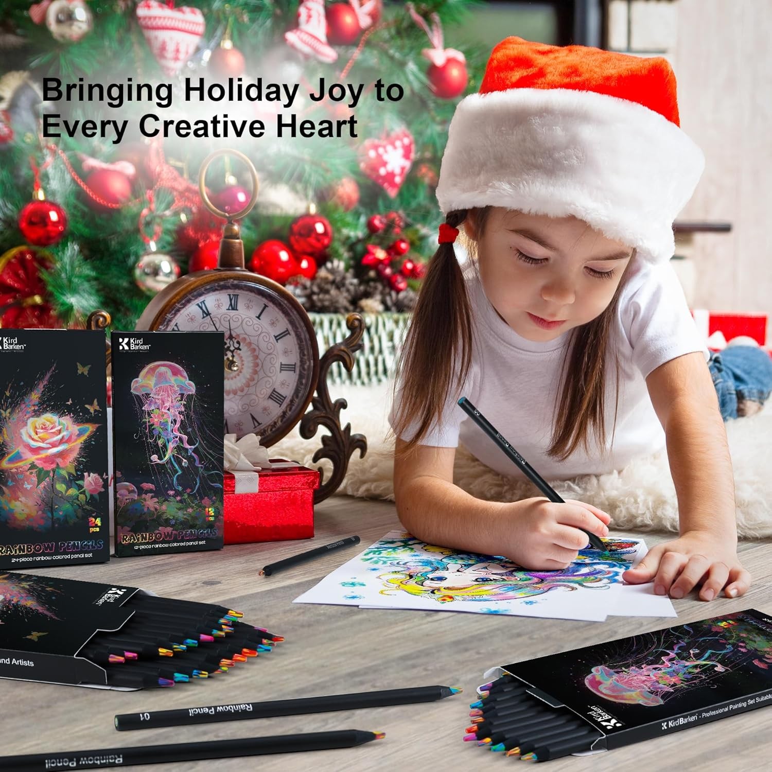 24 Pcs Rainbow Colored Pencils Art Supplies Drawing Coloring Set Gifts for Teens