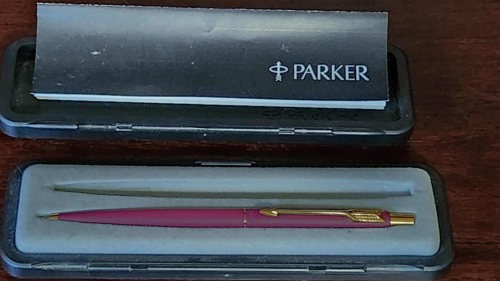 Parker Pen + Pencil Set Classic Maroon & Gold Pencil , Silver Pen With Case