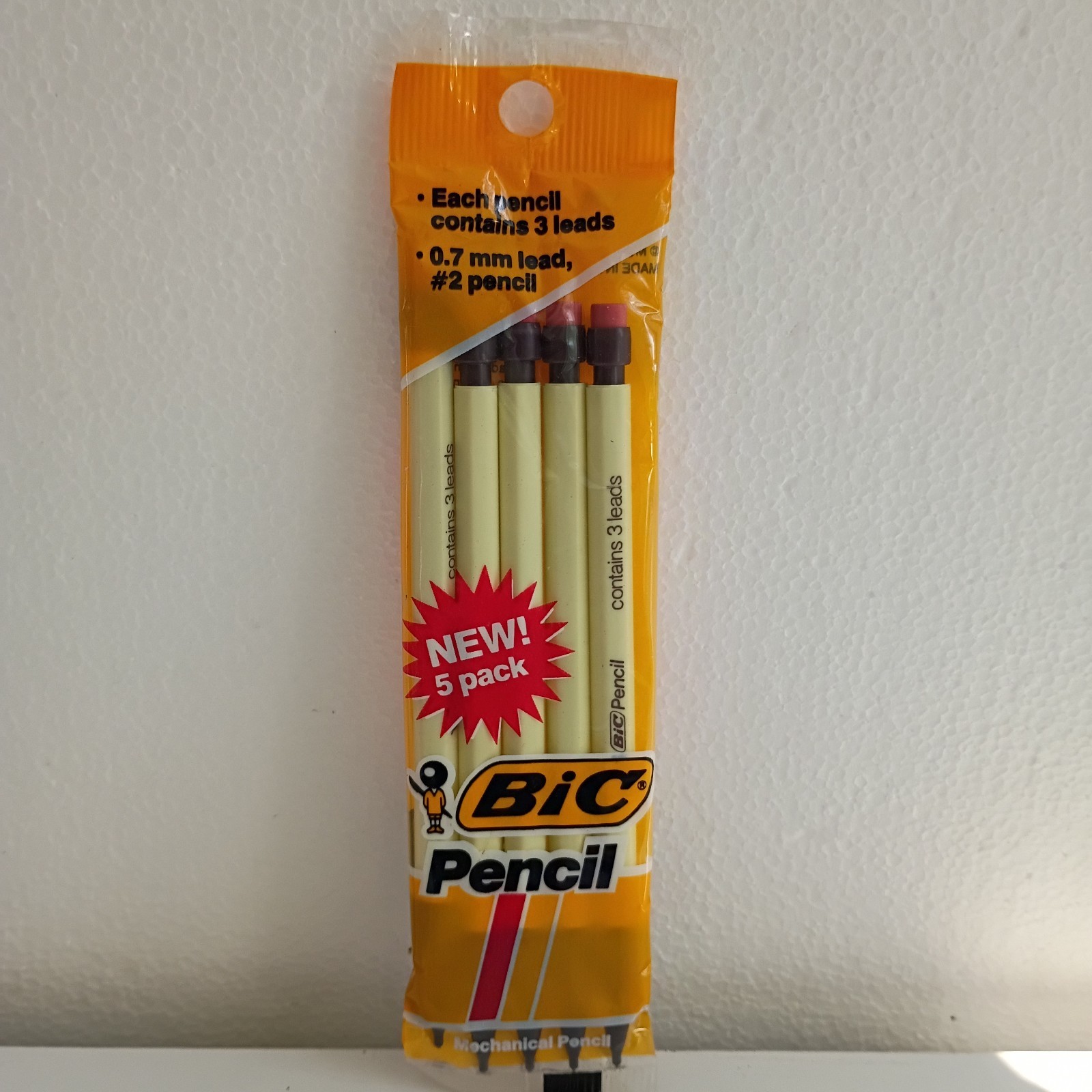 Sealed NEW Vintage 1985 BIC Pencil Mechanical 5 Pack France 0.7mm MPP5 NOS