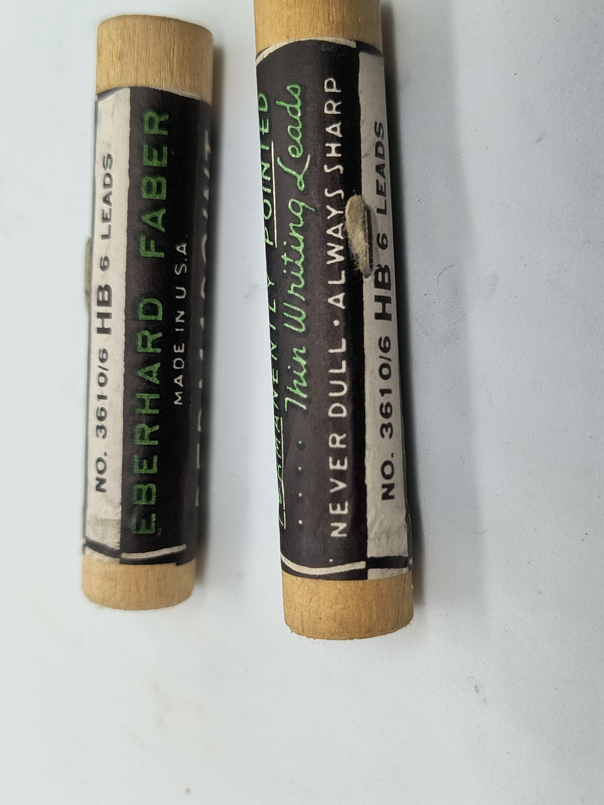 (2) EBERHARF FABER PERMAPOINT 6 Leads 3610/6 Sealed Wooden Tube, New