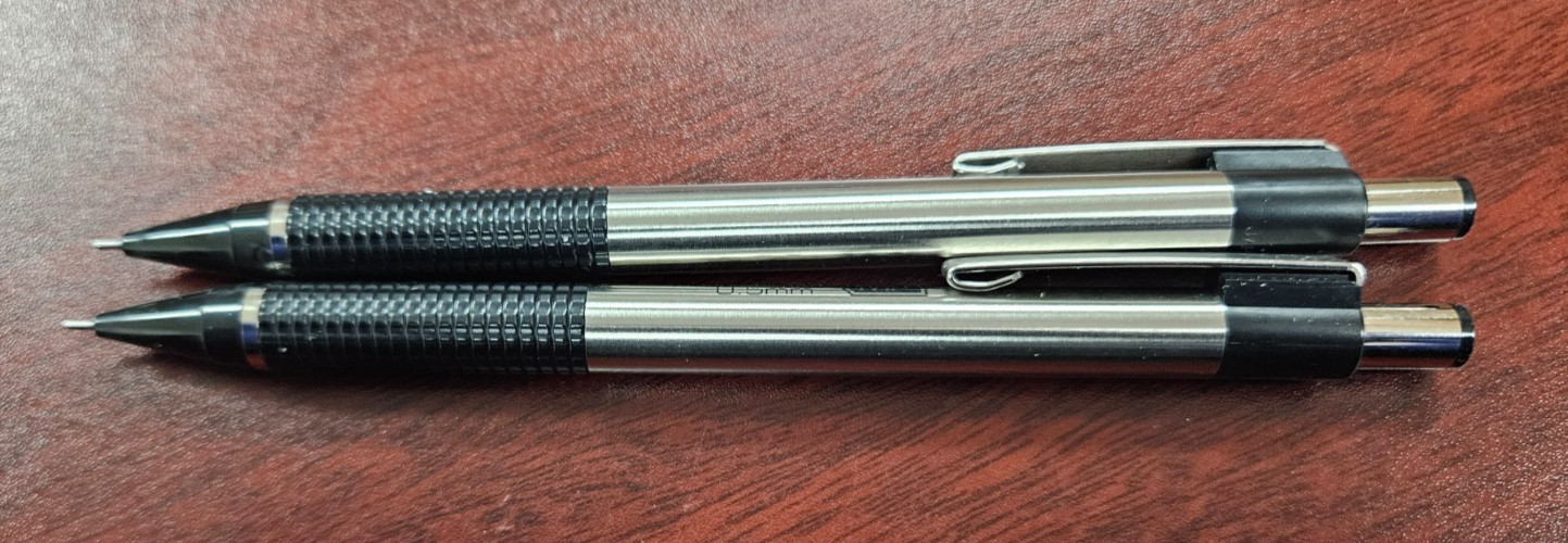 Set 2 Zebra Pen M-301 Mechanical Pencils 0.5mm Refillable Stainless Steel M301