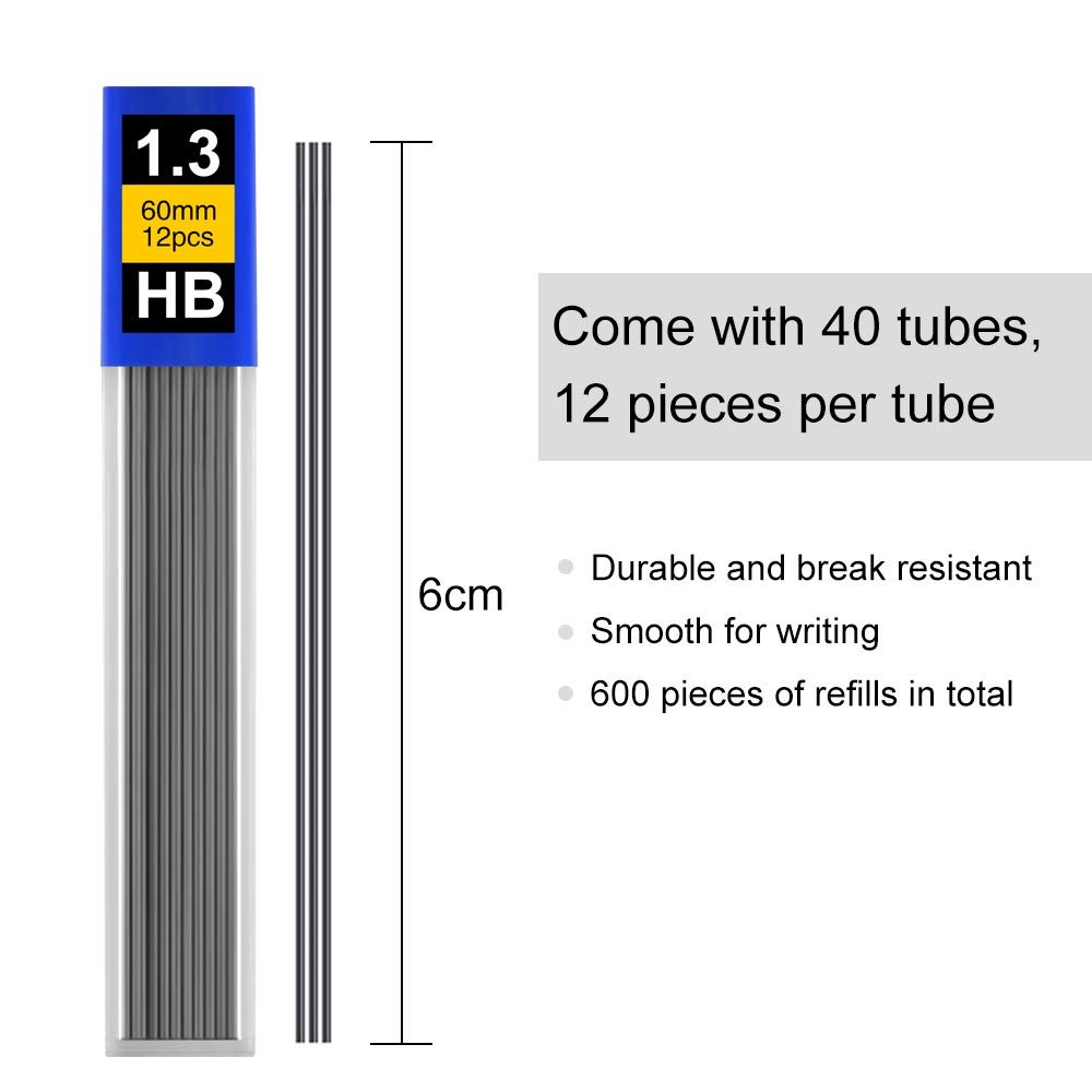 480 Pieces Lead Refill 1.3 mm HB Break Resistant Mechanical Pencil Lead, 12 P…