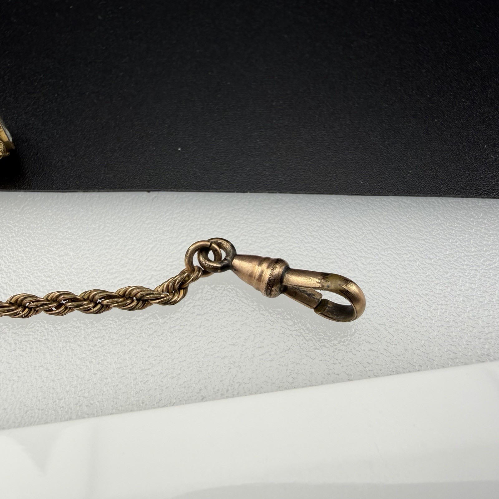 Victorian Gold Filled 3 7/8″ Telescoping Pencil Watch Fob w/ Chain & White Stone