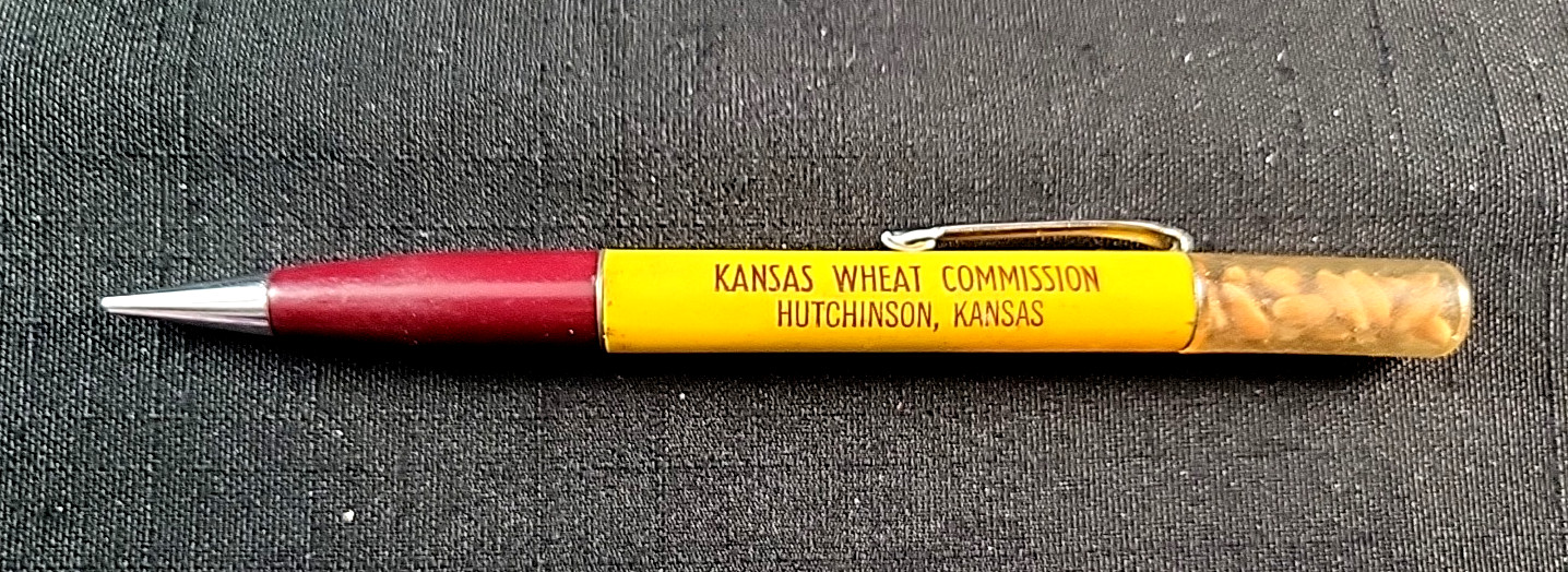Vintage Kansas Wheat Commission Hutchinson KS Mechanical Pencil W/ Seeds Works