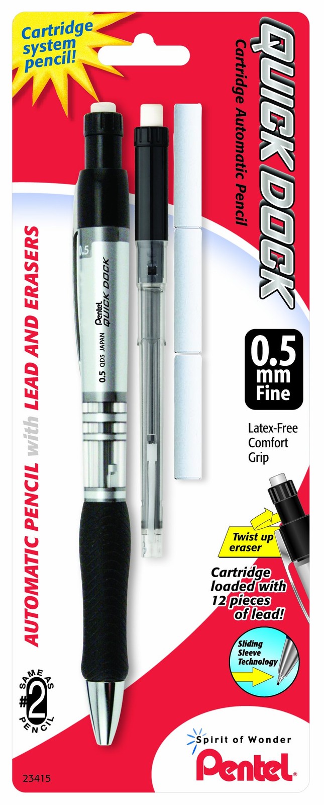 Technical Drafting Pencil 0.9mm Precision Grip Refillable Lead and Eraser