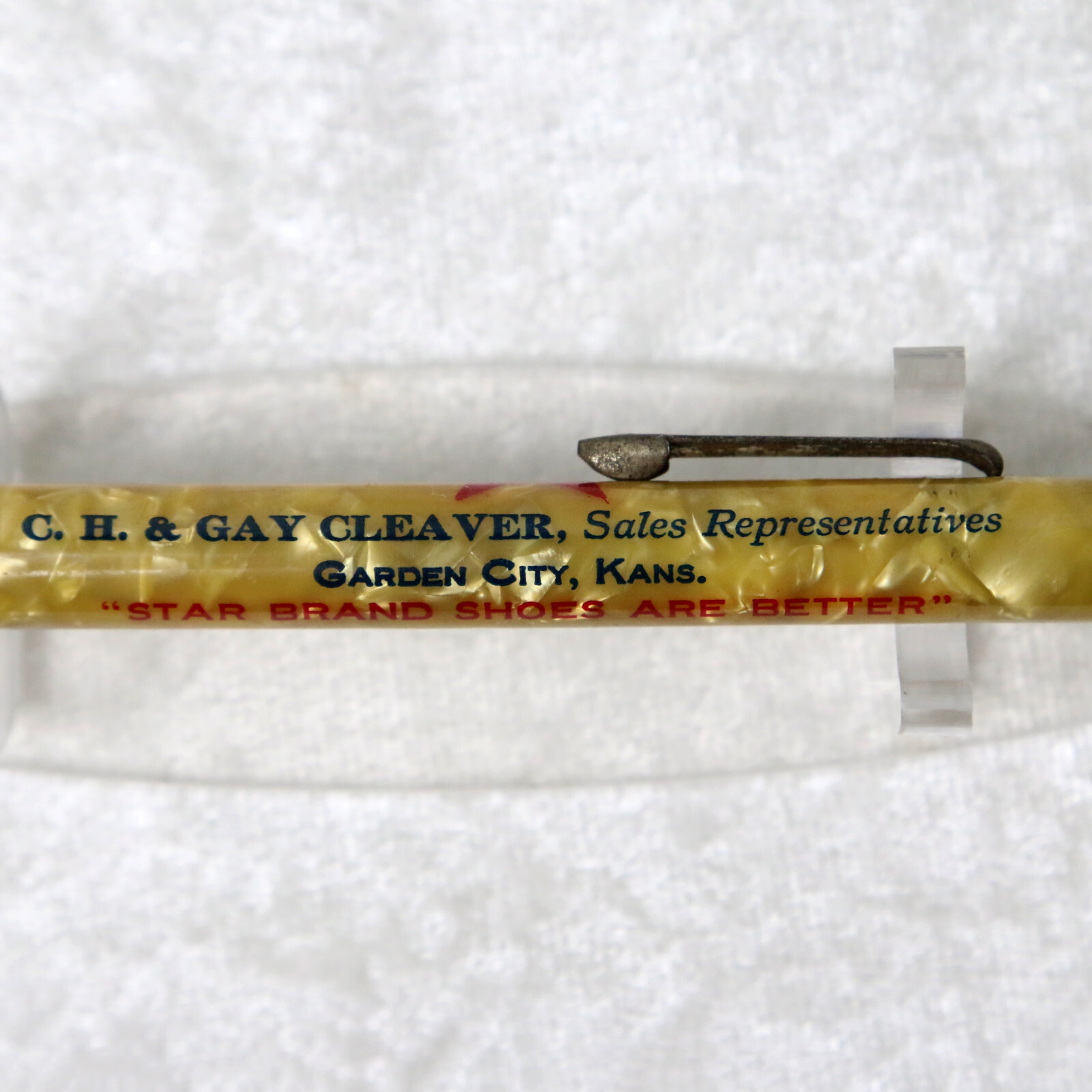VTG 1930s DUR-O-LITE Cracked Ice STAR SHOES Logo Kansas Advert Mechanical Pencil