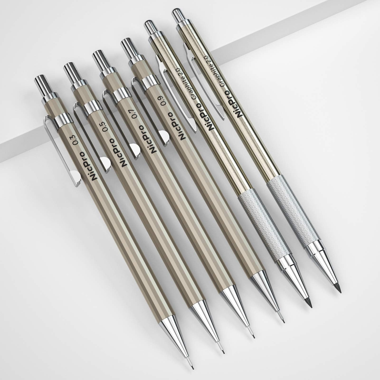 6 PCS Metal Mechanical Pencil Set Artist Drafting Pencils Case Lead Holder