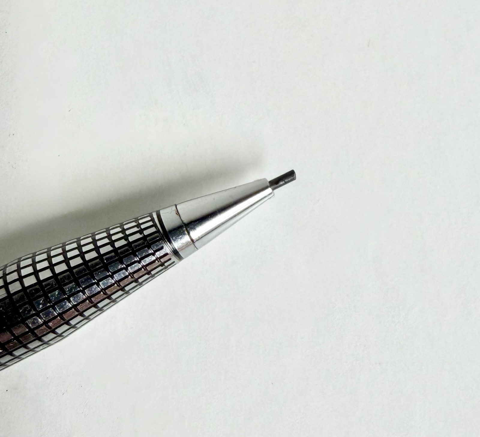 Vintage Centennial Mechanical Pencil Silver Tone Black Grid Pattern Excellent