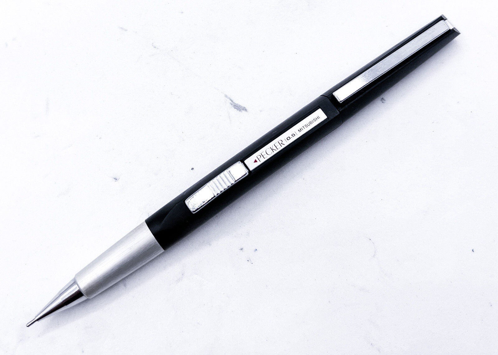 Mitsubishi Mechanical Pencil Pecker Black 0.5mm Side Push Rare Drafting