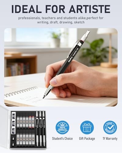 2mm Metal Mechanical Pencil Set with Case, 3PCS Lead Pencil Holder 2.0 3 Pack