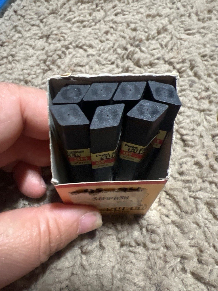 Vintage Pentel 0.5mm 3H Hi-Polymer Super Pencil Lead Box Lot 7 Tubes Teledyne