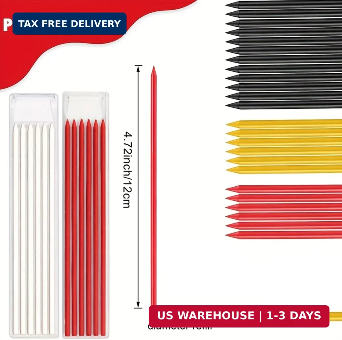 MROOFUL 36 PCS Pencil Refills,2.8mm Carpenter Pencil Lead, Solid Deep Hole Mecha