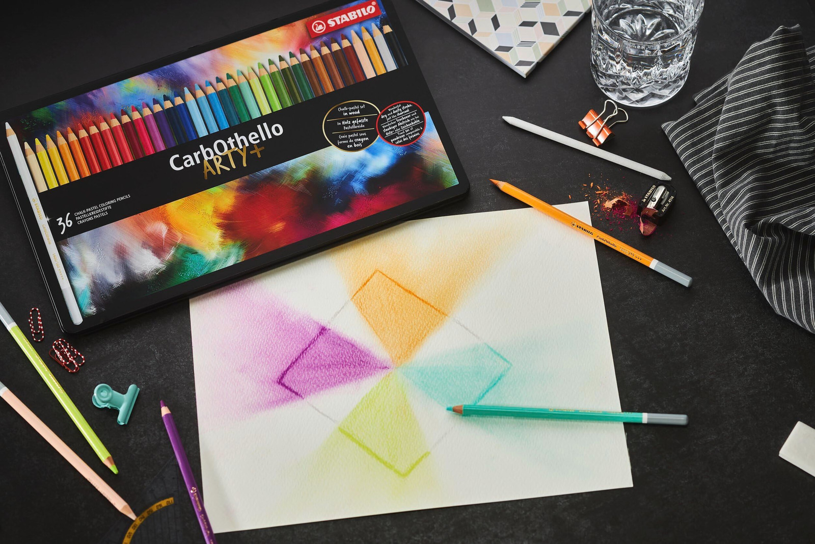 STABILO – CarbOthello – Chalk-Pastel 24 Count (Pack of 1), Assorted Colors