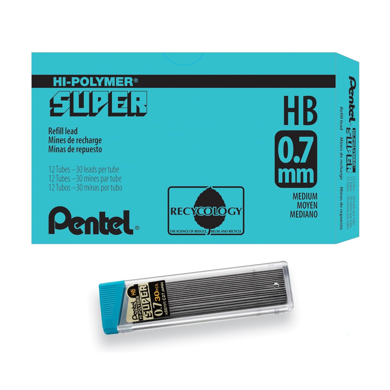 0.7mm HB Mechanical Pencil Lead Refill – 360 Pieces, Medium, Super Hi-Polymer