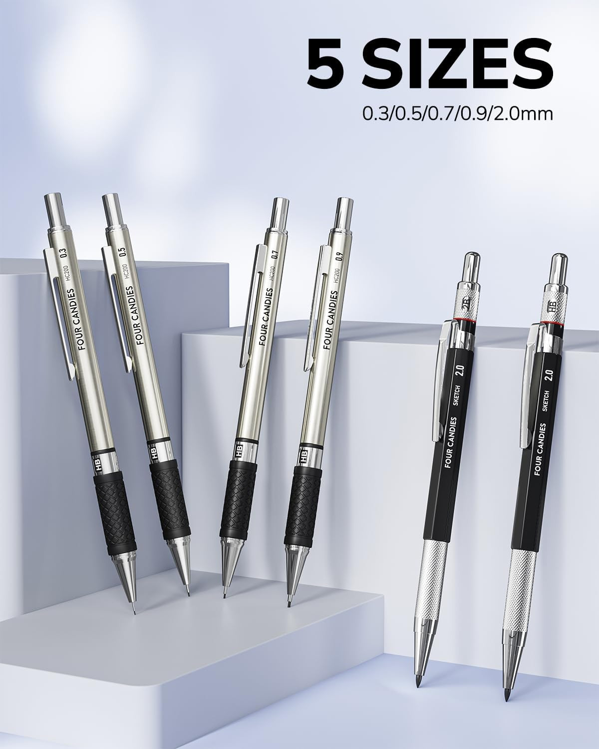 27PCS Mechanical Pencil Set with Case, Art Supplies with Metal Pencil 0.3, 0.5,