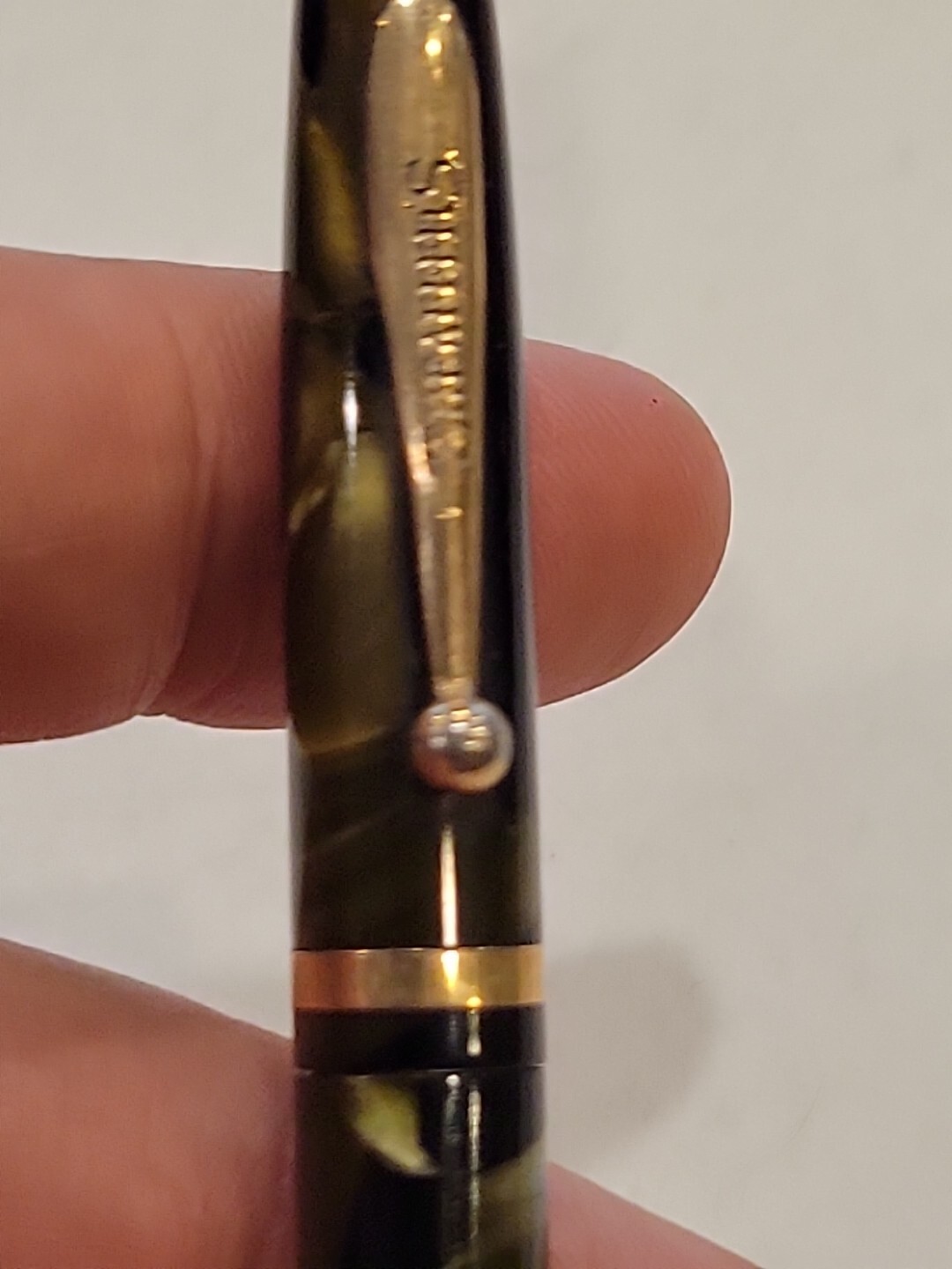 VTG GORGEOUS SHEAFFER OVERSIZE BALANCE PENCIL, BLACK AND GREEN PEARL USA #203