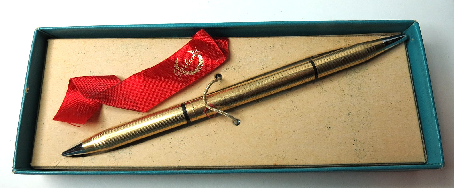 VINTAGE GARLAND 12K GOLD FILLED BALL POINT DOUBLE PENCIL PEN W/ BOX