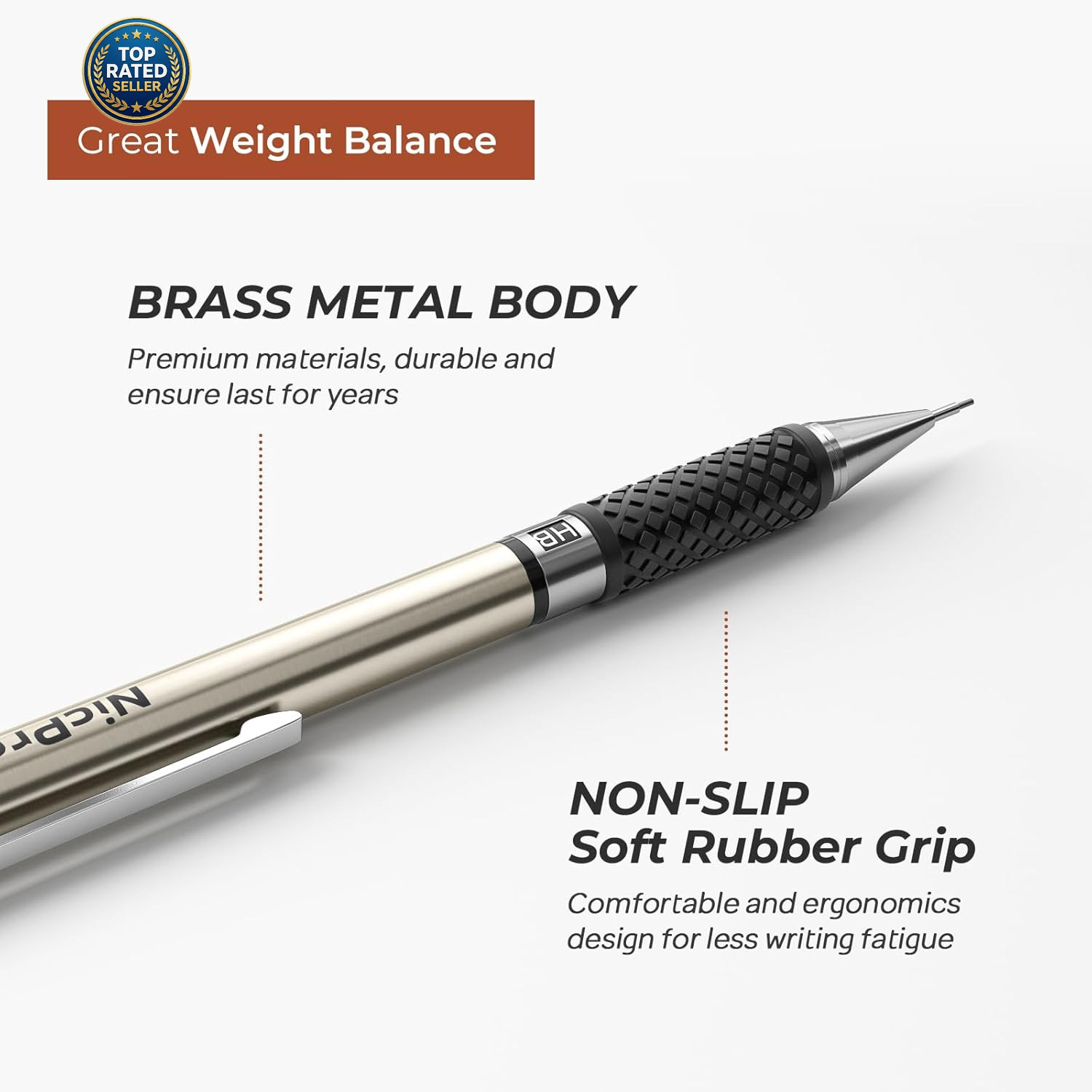 6PCS Art Mechanical Pencil Set, 3PCS Metal Drafting Pencil 0.5 Mm & 0.7 Mm & 0.9