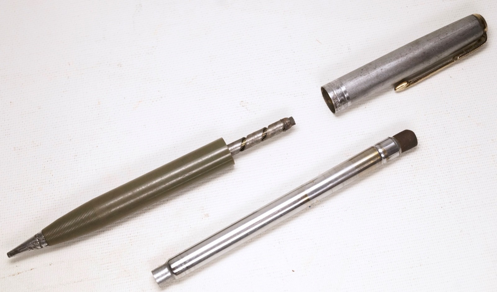 Parker 51 Pencil Sterling Cap Gray-Green Barrel GF Trim, For Parts or Repair