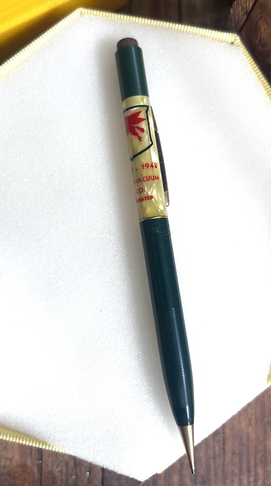 Vintage Safety Oil CO. Sheaffer Pearl + Forest Green Mechanical Pencil