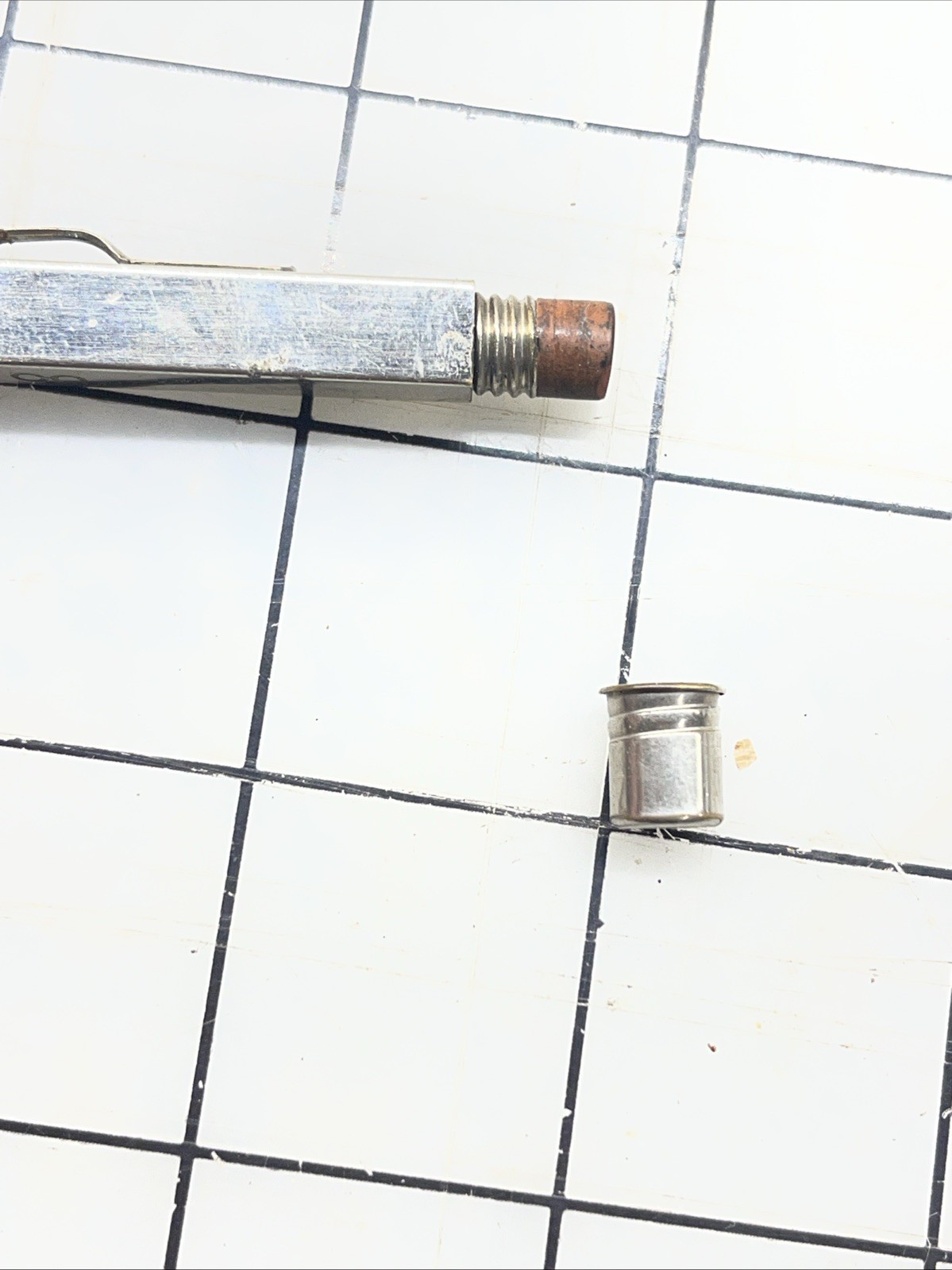 Vintage Telescoping 12″ Nickel Ruler Pencil Seattle Plumbing Co W Eraser Cap