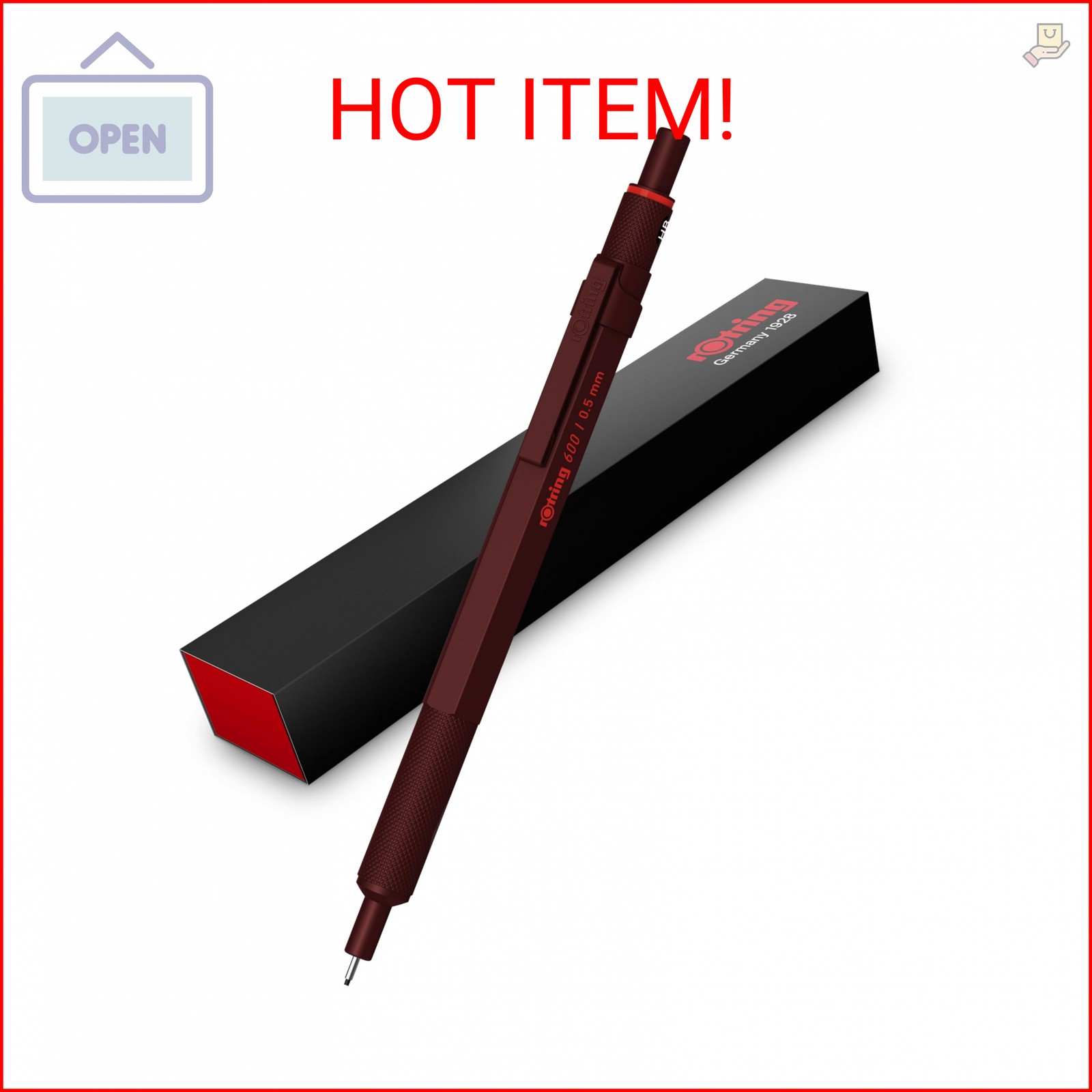 Rotring 600 Full-Metal Body 0.7mm Mechanical Pencil, Black, for Precise Ruler-Ba