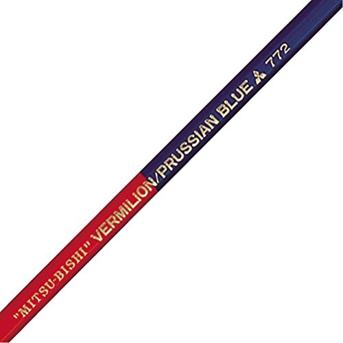 Mitsubishi Vermilion & Prussian Blue Pencil Hexagonal Body 1 dozen K772
