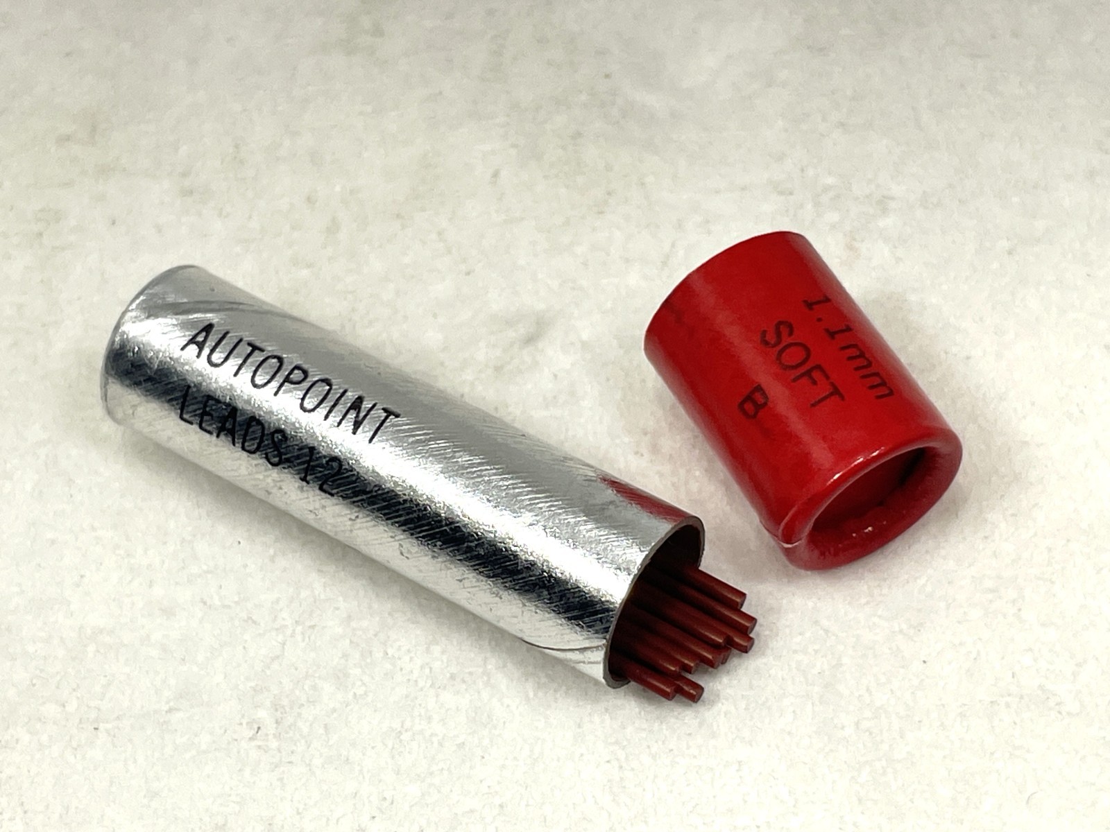 nos AUTOPOINT Pencil Leads ~ RED 12ea STANDARD .046 / 1.18mm ~ $5 ship+Free