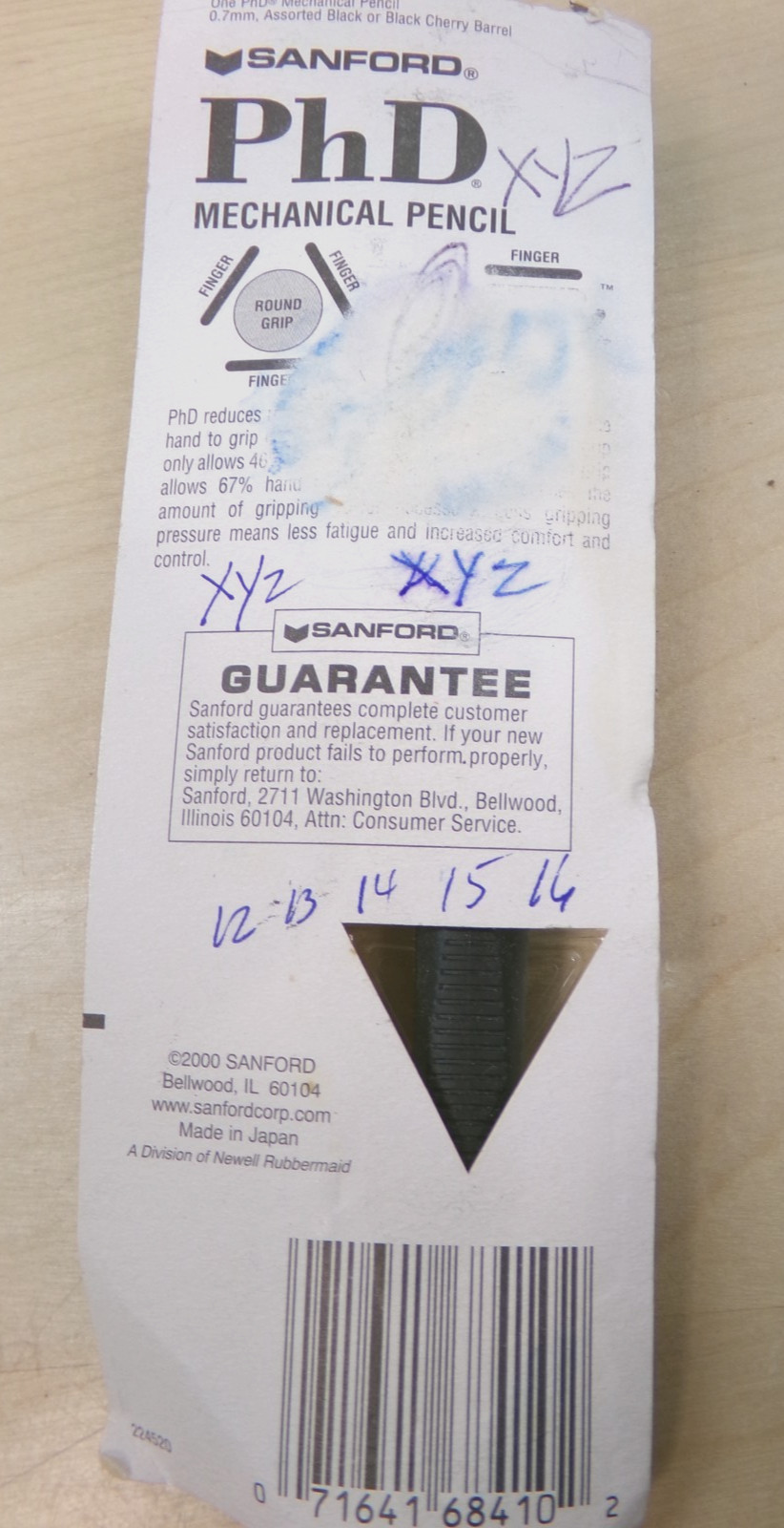 Sanford PhD, Ergonomic Triangular Grip Mechanical Pencil 0.7mm No 2 HB Lead NOS