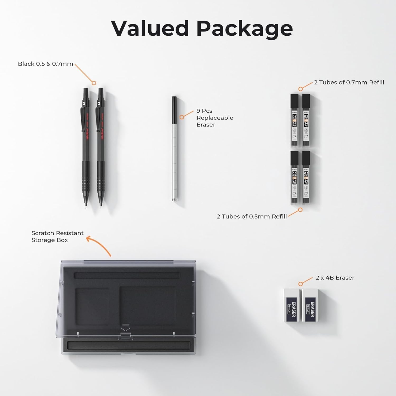 Ergonomic Metal Mechanical Pencil Set – Ideal for Writing, Drafting & Sketching
