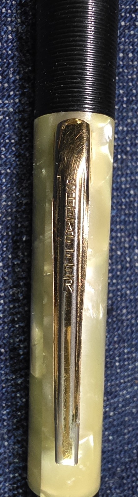 Vtg Sheaffers Mechanical Pencil Black Yellow Iridescent Marblish Swirl With Lead