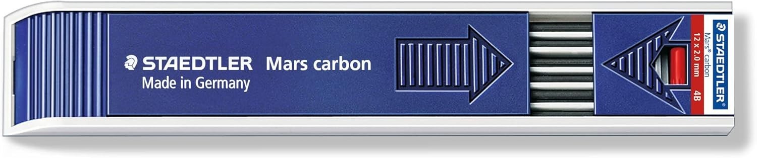 STAEDTLER Mars Carbon 2.0mm 4B Leads – 12pcs Refill | Mechanical Pencil Lead