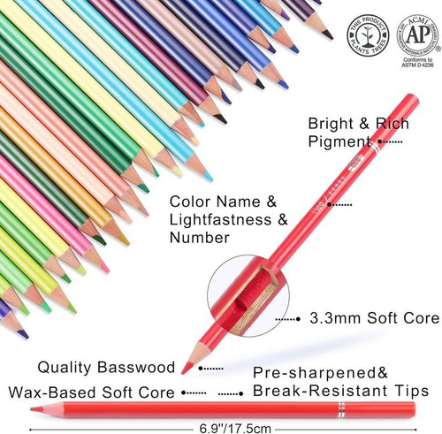 HIFORNY 75 Pack Colored Pencils Set for Adult Coloring,72 Colors 72 Colores