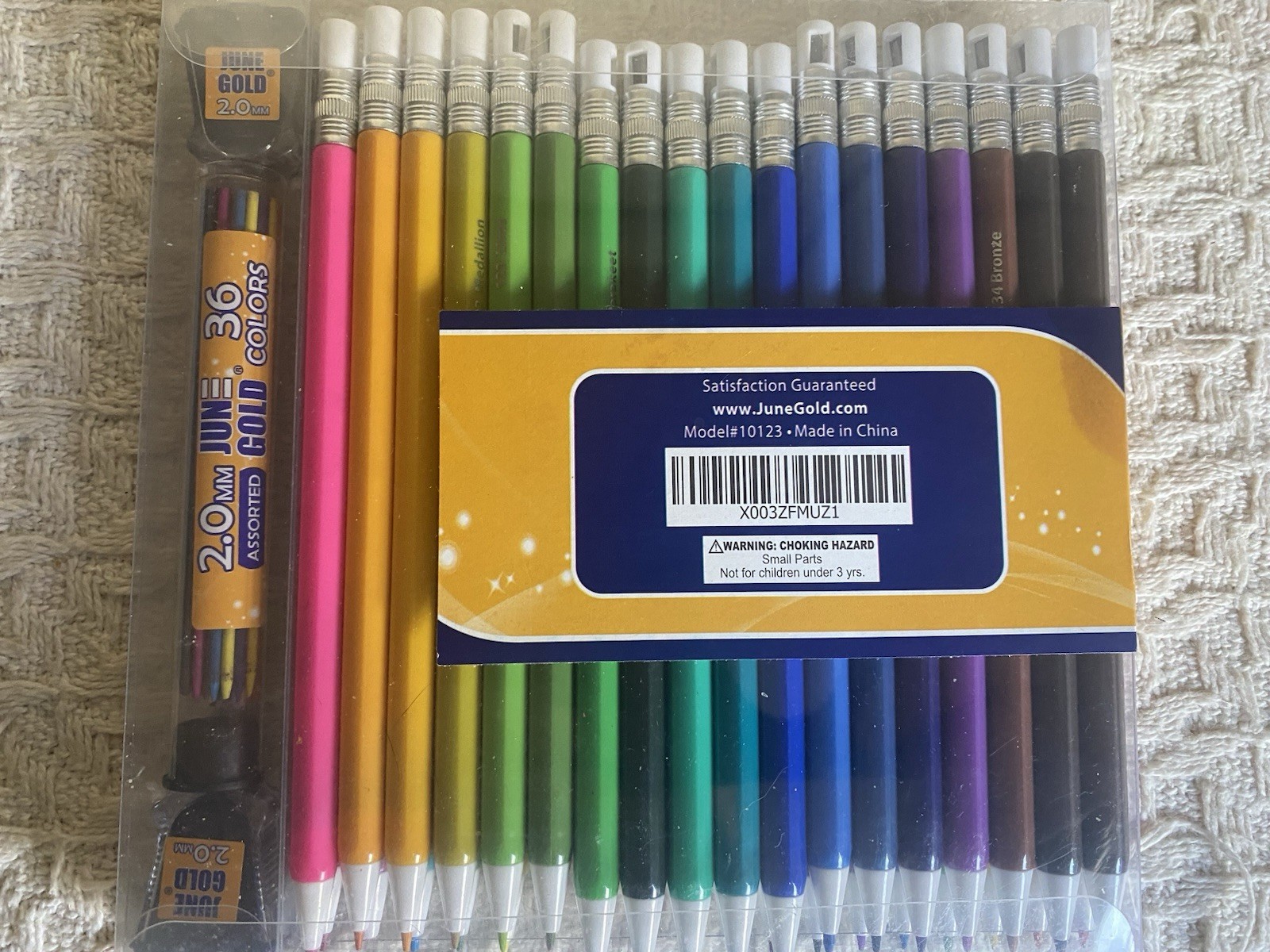 June Gold 36 Vibrant Colors 2.0 mm Mechanical Pencils & 36 Extra Refills NEW