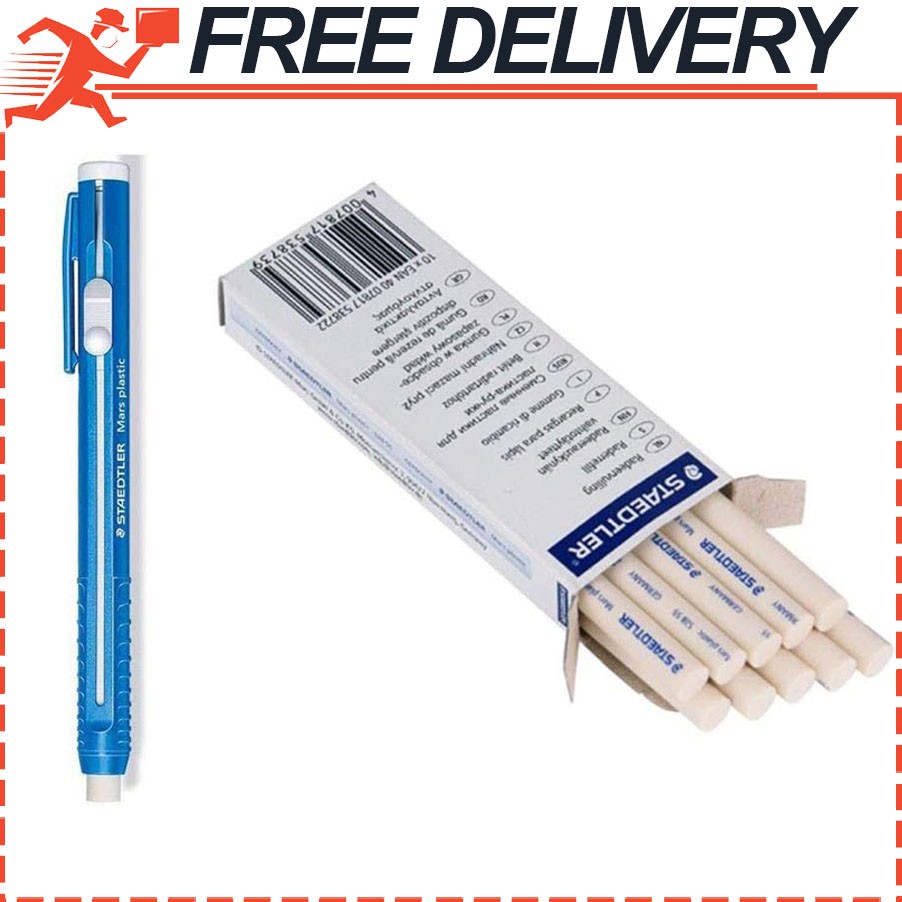 Staedtler Stick Eraser Holder and Eraser RefillsPack of 10