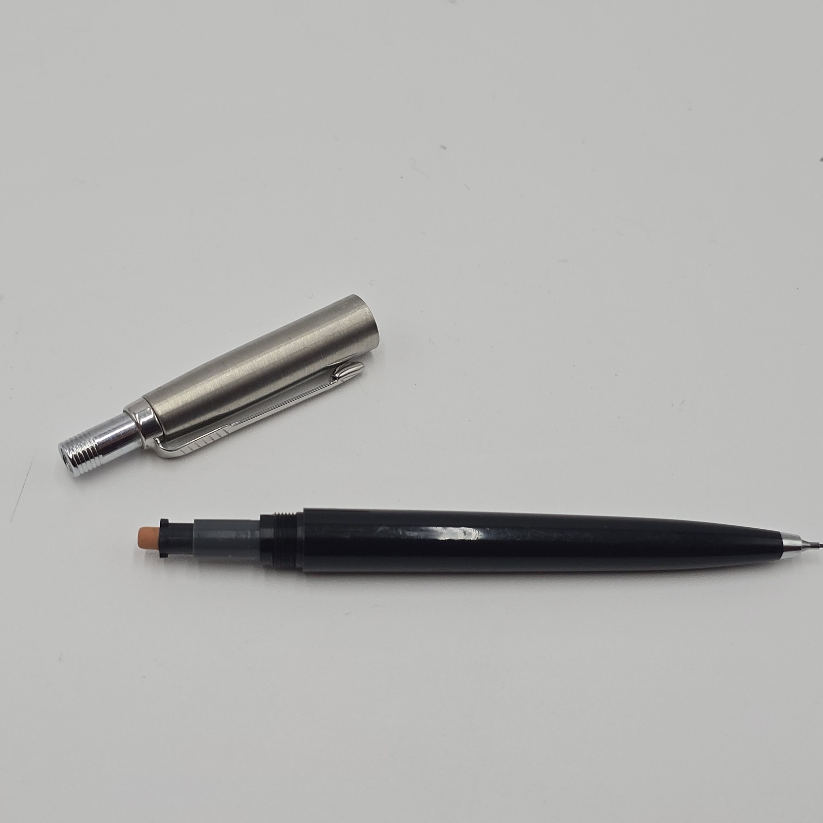 Vintage Parker Jotter Mechanical Pencil 1mm BLACK/Silver w/ Brass Threads USA