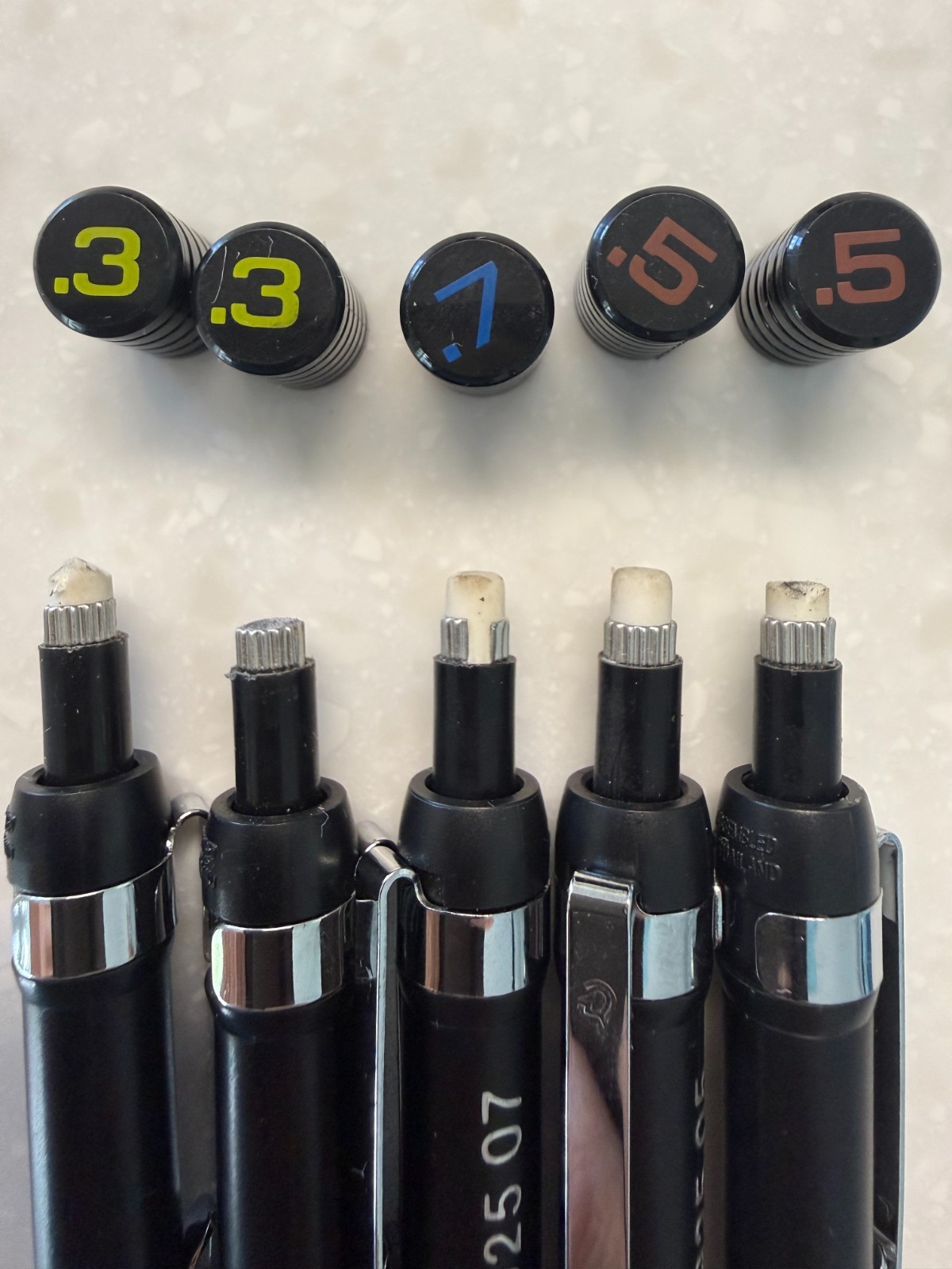 Lot of 5 Staedtler 925 Drafting Mechanical Pencils 0.3mm, 0.5mm, 0.7mm