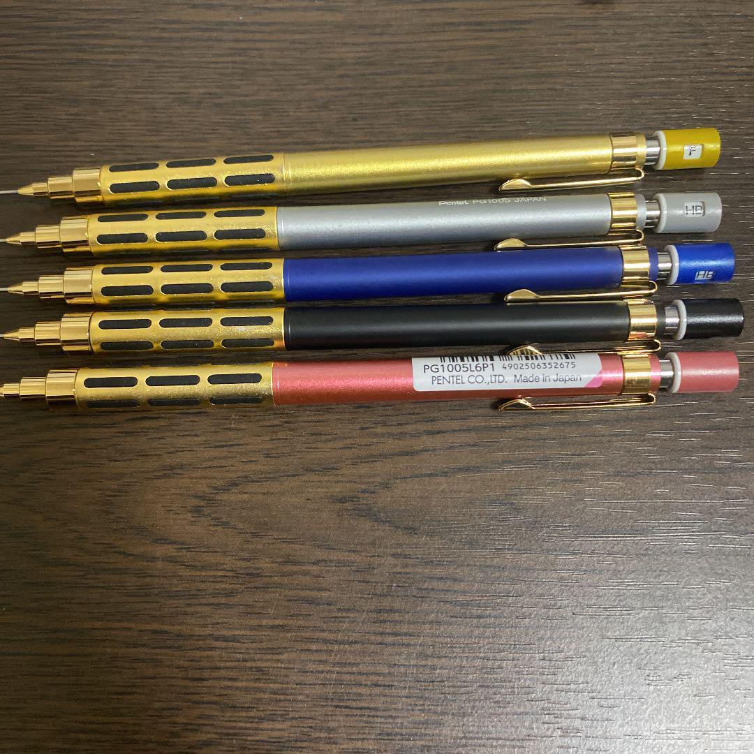 Mechanical Pentel GRAPH1000 Limited Black Pink Blue White Yellow Set of 5 Used
